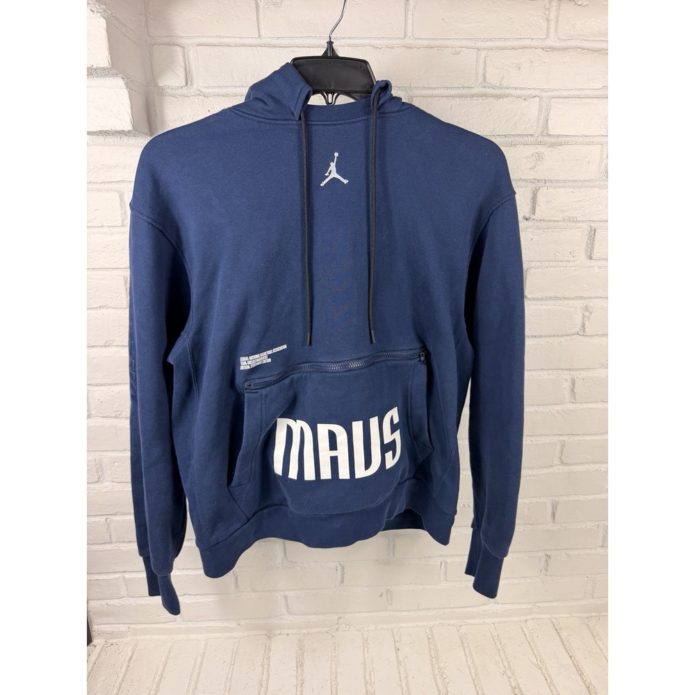 Jordan Dallas Mavericks Mens L Statement Edition Navy MAVS Zip Pocket Hoodie
